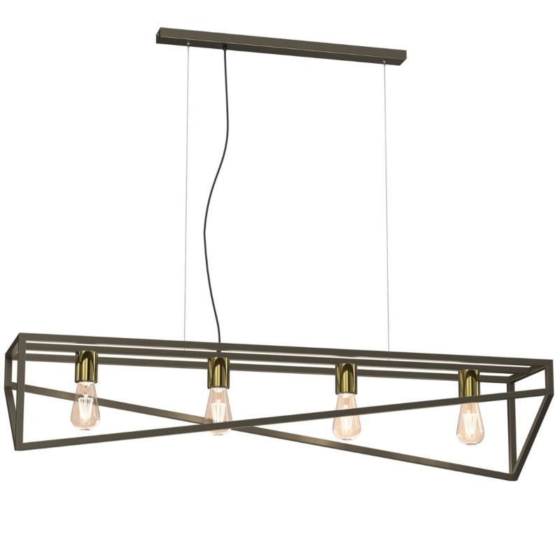 Lampa wisząca Luminex Gote 2275 tytanowe złoto-złoty połysk industrialna 4xE27 x 15W 1 szt.