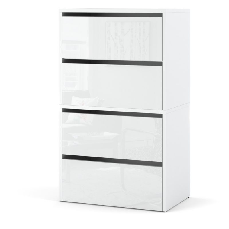 Szafka Na Buty Hurtownia-Mebli 4 Drzwi Zestaw szafki na buty Hugo 2 moduły 60cm Biały Mat Biały Połysk 60x36x100 cm 1szt.