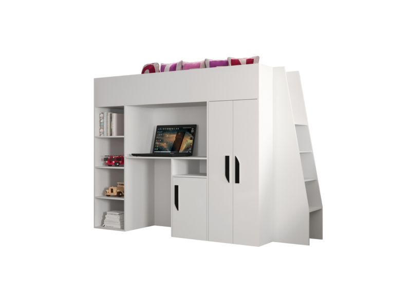 Łóżko piętrowe Antresola Abiks PARTY 15 biały + biały + czarny 1 szt.