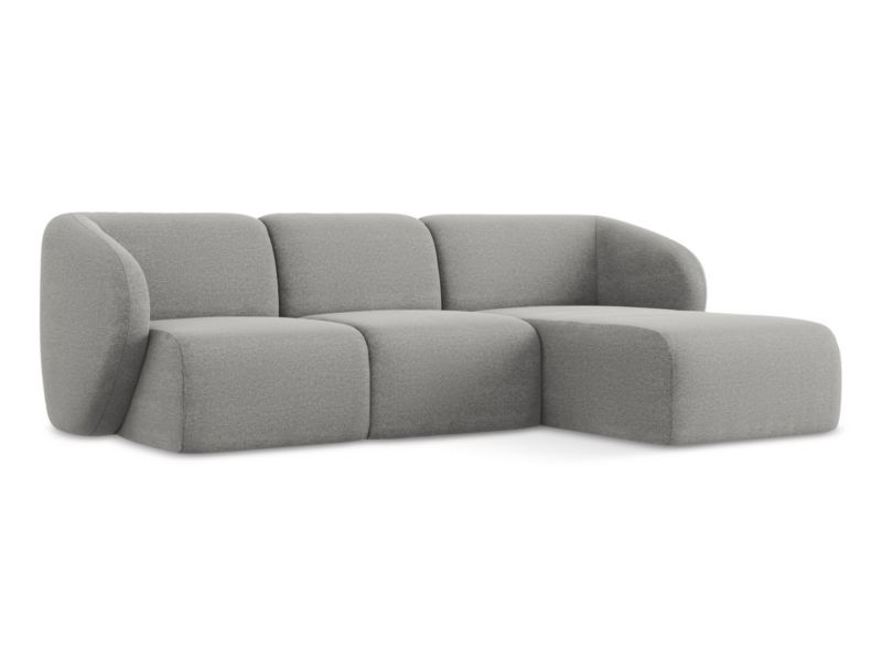 Narożnik prawostronny LaMiaSofa CERVO z tkaniny bouclé 248x166 cm jasny szary 1 szt.