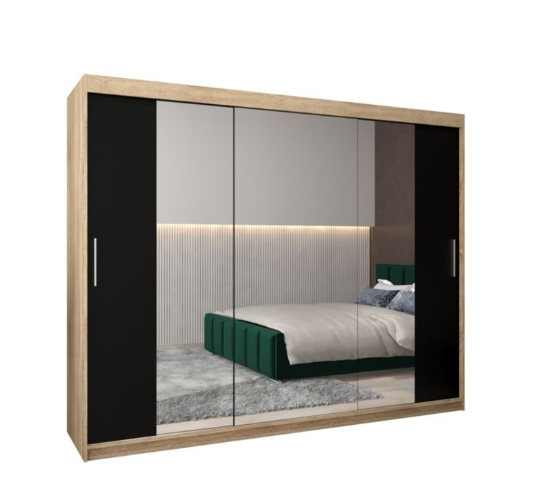 Szafa przesuwna Garderoba Abiks Tokyo 2 250 sonoma + czarny 1 szt.