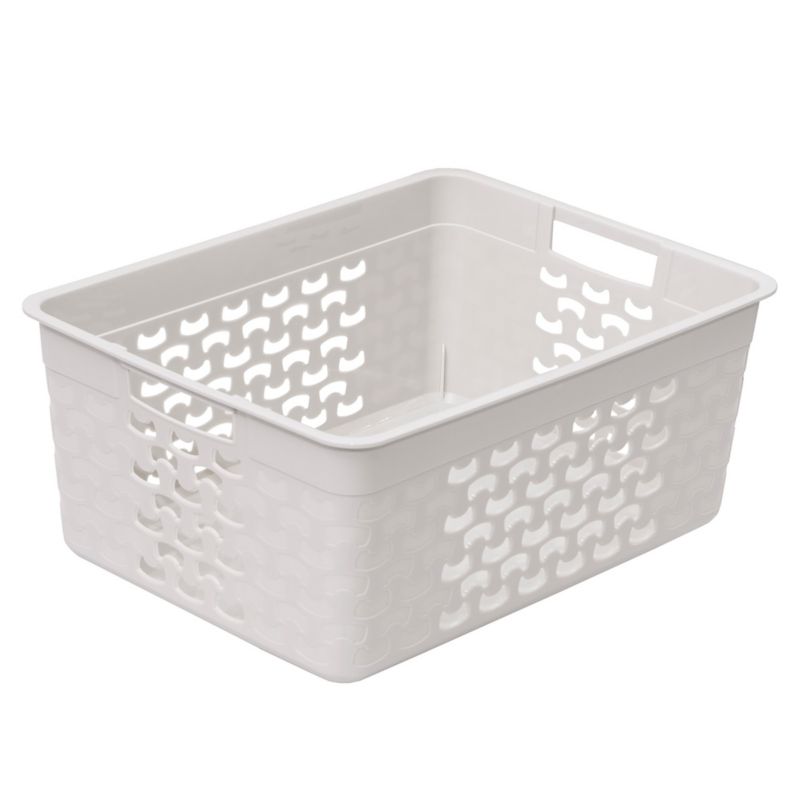Koszyk EDANTI Ażurowy Koszyczek Pudełko Organizer Do Łazienki Pojemnik Plastikowy Do Szafy Biały 1 szt.