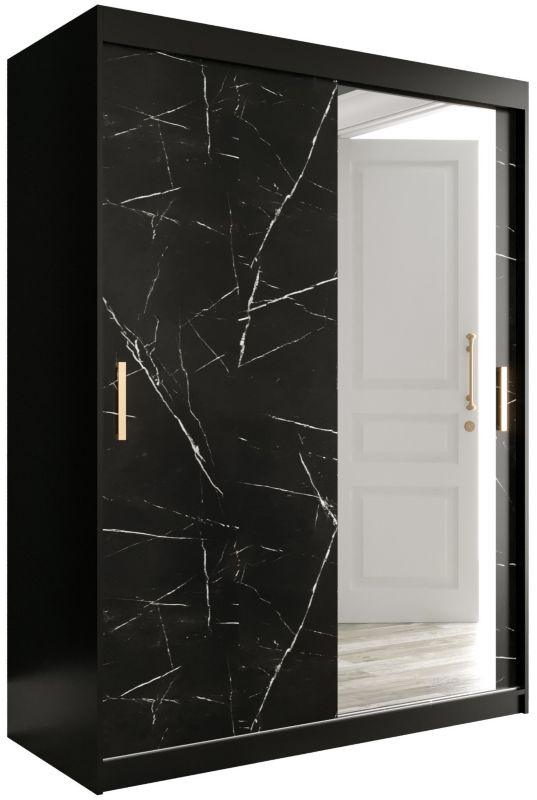 Szafa przesuwna Garderoba Abiks Marmur T2 150 czarny + czarny 1 szt.