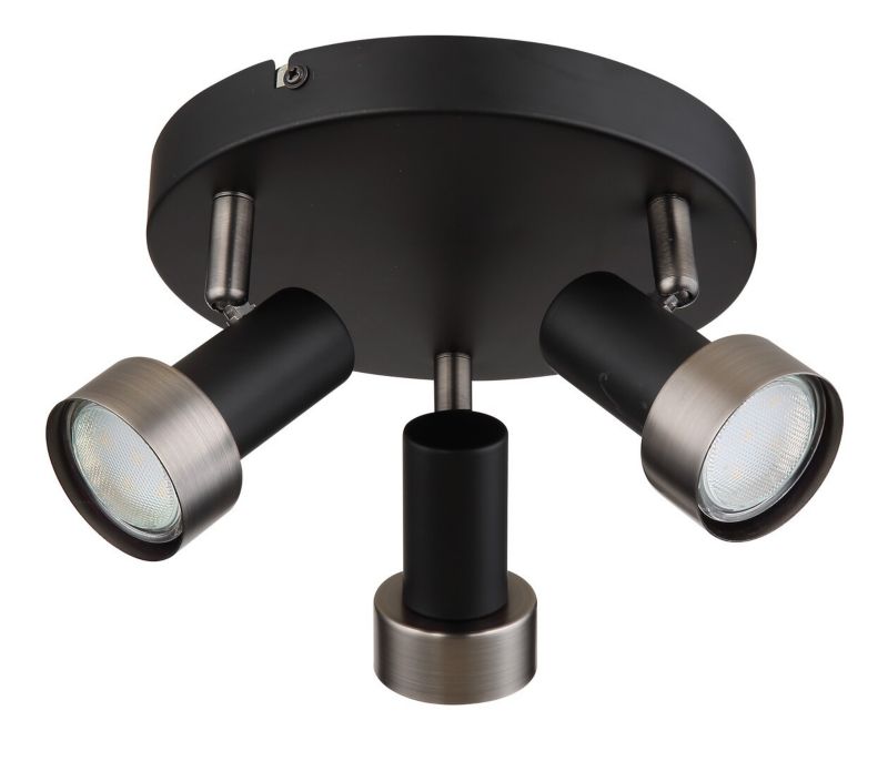 Spot oprawa sufitowa Rabalux Konrad czarny matowy-srebrny 3 x GU10 x 50W IP20 wym: 11,5 x 24 x 24 cm - 1 szt.