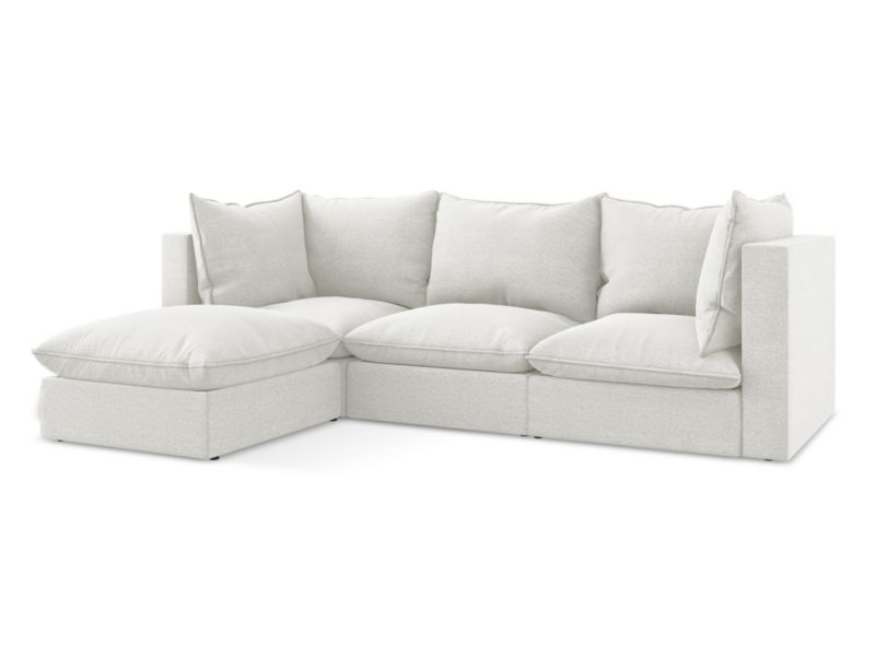 Narożnik lewostronny LaMiaSofa RAVENNA z tkaniny bouclé 255x165 cm biały 1 szt.