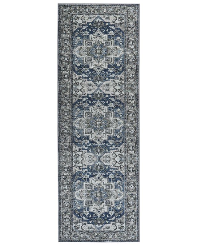 Dywan 80 x 240 cm szary z niebieskim Kottar 1 szt.