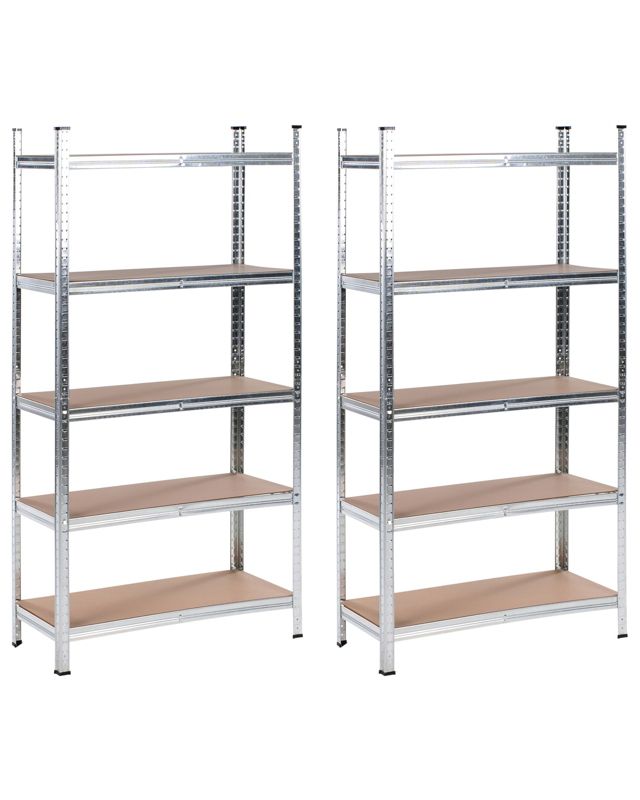 Zestaw 2 regałów z półkami Xitta Metal 90 cm 40 cm Srebrny 1 par.