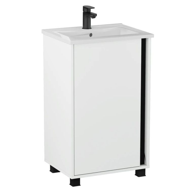 Zestaw Szafka z umywalką KROFAM FOX 49 cm biała/czarna 1 szt.