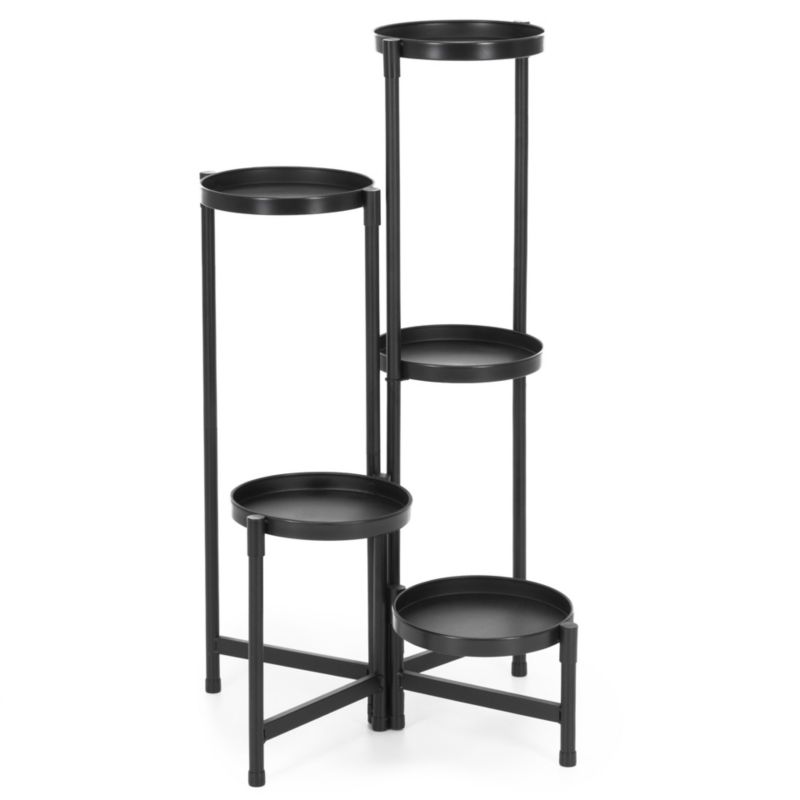 Stojak na kwiaty Springos 78,5 cm metalowy z 5 półkami wielopoziomowy czarny 1 szt.