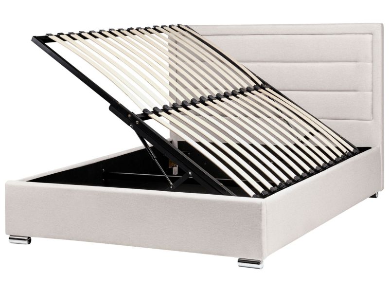 Łóżko z pojemnikiem Rouen 140 x 200 cm Jasnobeżowy 1 szt.