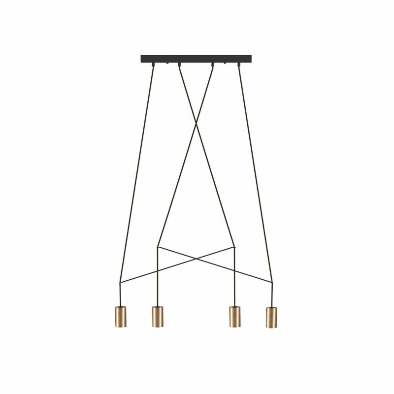 Lampa sufitowa wisząca Nowodvorski Lighting Imbria czarna-mosiądz wym: 130 x 90 x 5,5 cm 4xGU10 x 10W 1 szt.