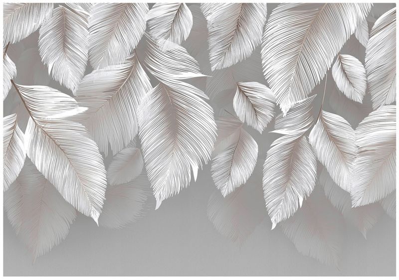 Fototapeta Liście Szary Beton WALLARENA 250x175 cm Tapeta Do Sypialni Salonu Na Flizelinie 1 szt.
