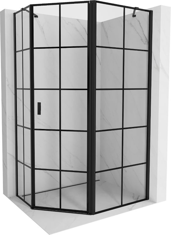 Kabina prysznicowa pięciokątna Mexen Mist czarna 90x80 cm - 8A8-090-080-70-77-P 1 szt.