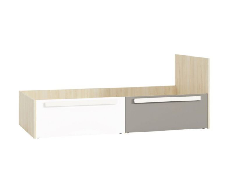 Łóżko ML Meble DOT 90x200 buk/białe/szare z szufladami 1 szt.