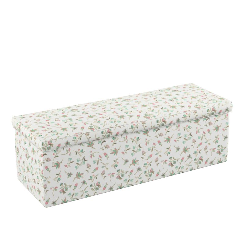 Skrzynia tapicerowana Dekoria 120 x 40 x 40 cm małe kwiaty na jasnym tle 1 szt.