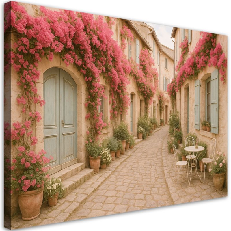 Obraz do salonu sypialni Feeby Włoska uliczka z kwiatami Shabby Chic 90x60cm 1szt