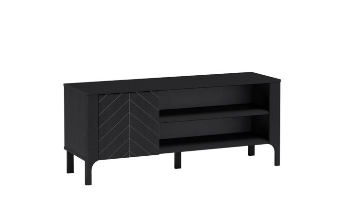 Szafka RTV stolik pod telewizor Furnidea 135 cm czarny jodełka MALUBA 1 szt.