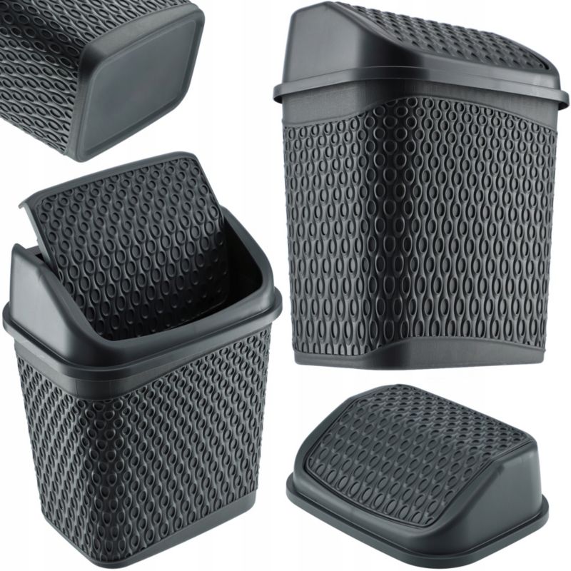 Kosz Na Śmieci KADAX Łazienkowy szary 6,2L Uchylny Pojemnik Do Łazienki Szary 1 szt.