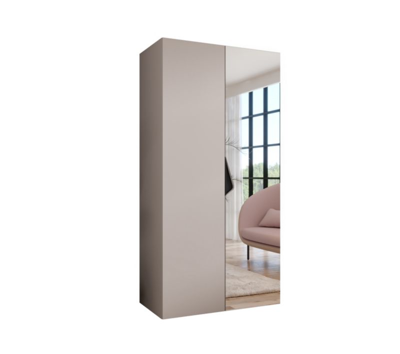 Szafa uchylna z lustrem otwierana Abiks SANDI 2 100 wys 202 cm Kaszmir + Czarny 1 szt