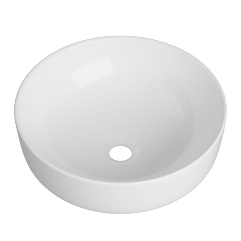 Umywalka Nablatowa Łazienkowa Granitan Teo Okrągła Ceramiczna Biała 1szt.