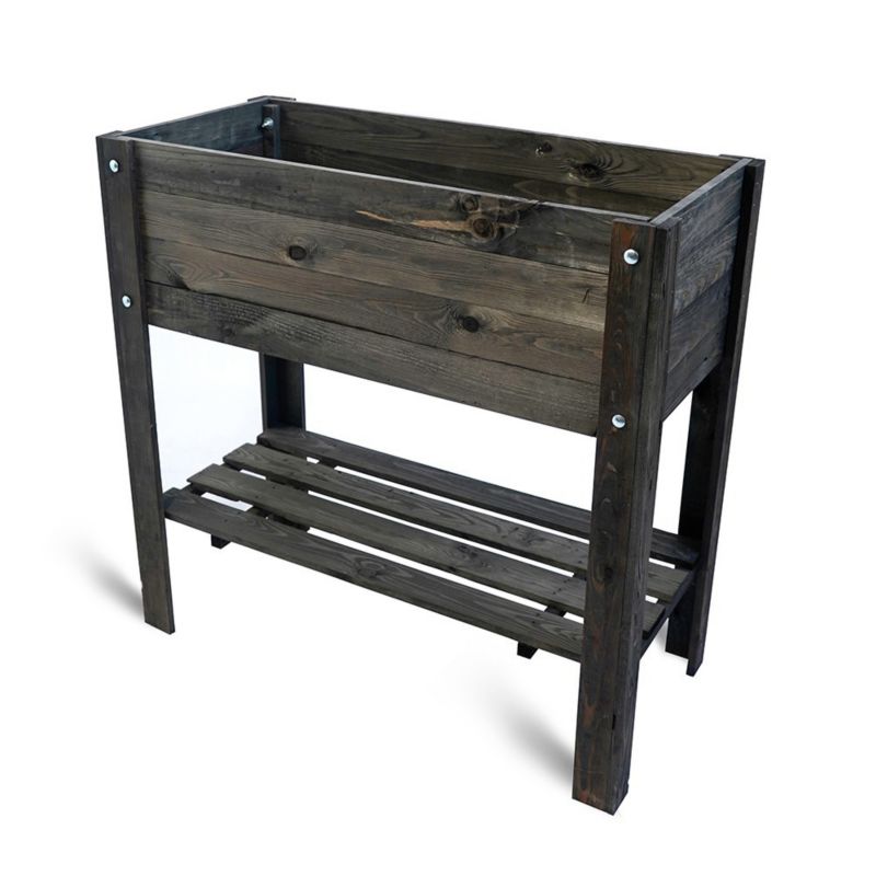 Donica Ogrodowa Hurtownia-Mebli Naturalne Drewno Regał Sosnowy Donica Kwietnik 80cm Sosnowy Czarny Sosnowy Czarny 80x37x78 cm 1sz