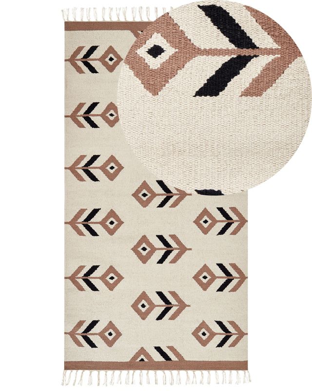 Dywan bawełniany kilim 80 x 150 cm beżowo-czarny Niavan 1 szt.
