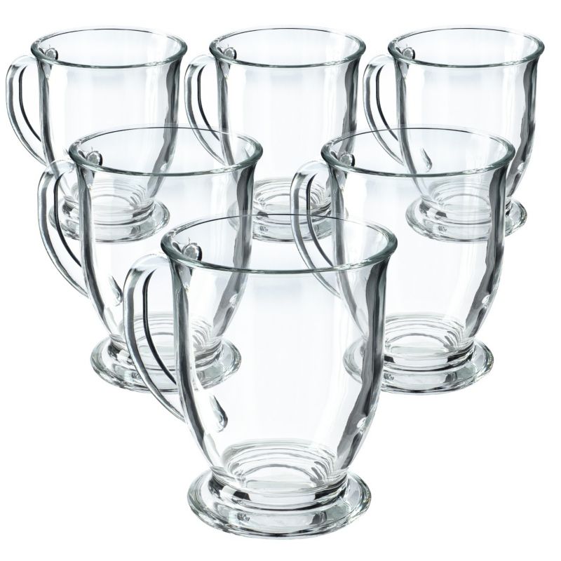Szklanki KADAX Do Herbaty Kawy 460ml Kubki z Uchem zestaw Szklanek 6 szt.