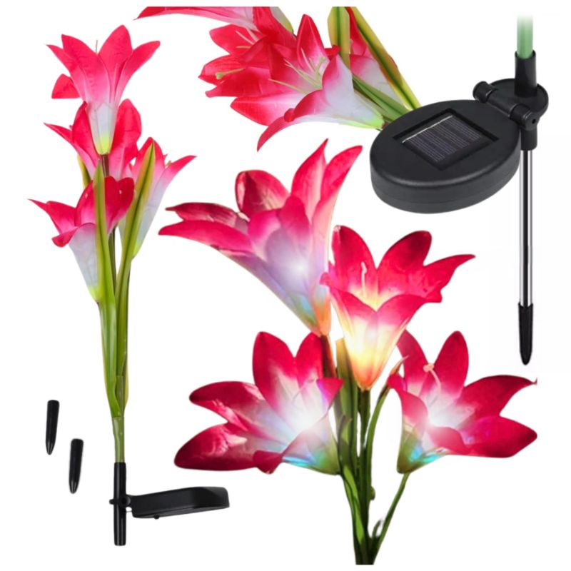 Lampa Solarna Led Gogarden Lilia Czerwona Ip44 76 Cm 2 Szt.