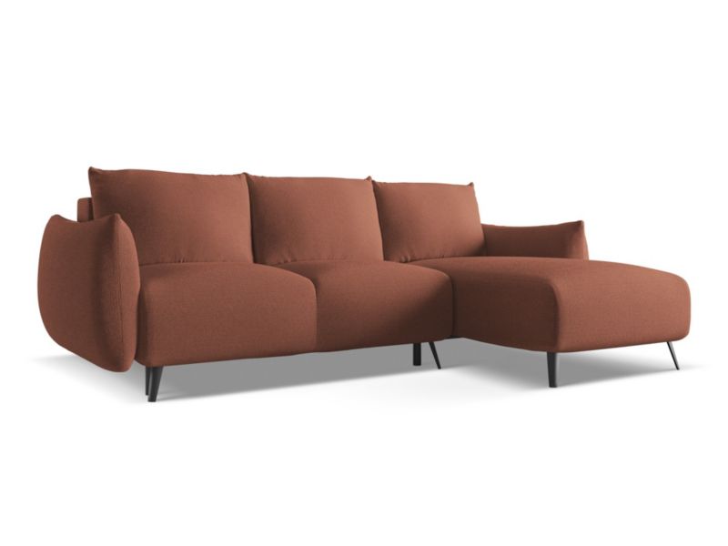 Narożnik prawostronny z funkcją spania LaMiaSofa GENOVA z tkaniny szenilowej 242x162 cm brudny róż 1 szt.