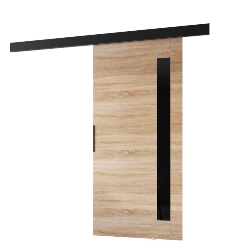 Drzwi przesuwne MINIO go for it PRIM G 96 cm dąb sonoma z czarną maskownicą 1 szt.