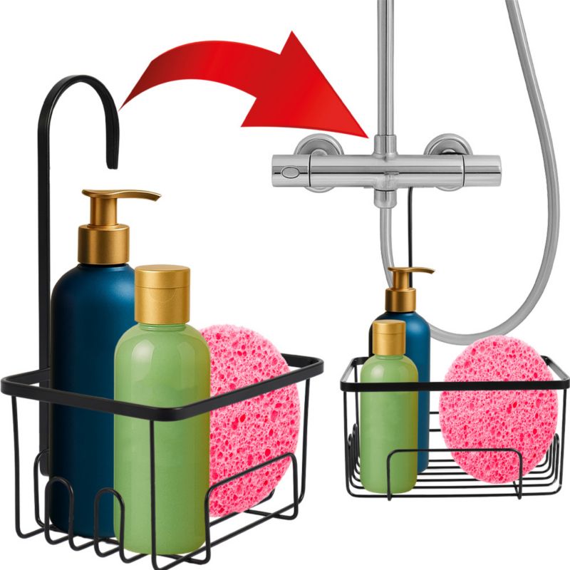 Półka prysznicowa Rodeno zawieszana na baterię prysznicową czarna 1 szt.