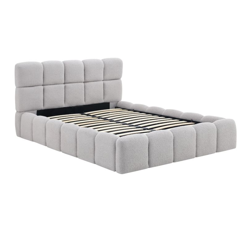 Łóżko Mebel Elite MURCJA 140x200 Tapicerowane Dwuosobowe Do Sypialni Baranek Szary 1 szt