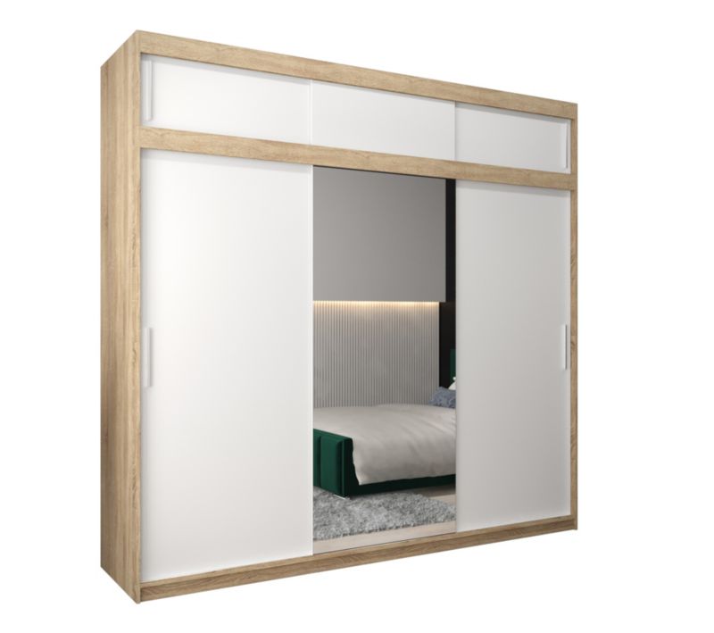 Szafa przesuwna Garderoba Abiks Tokyo 1 250 sonoma + biały z nadstawką 1 szt.