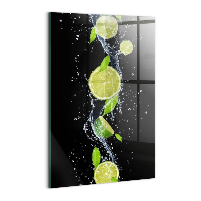 Szklany Obraz Ścienny Wallfluent 40x60 cm Limonki mięta woda 1 szt.