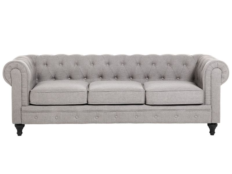 Sofa 3-osobowa jasnoszara Chesterfield 1 szt.