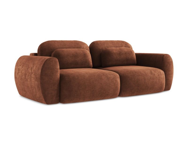 Kanapa 3-osobowa z funkcją spania LaMiaSofa PECORINI z tkaniny szenilowej 266x121 cm terakota 1 szt.