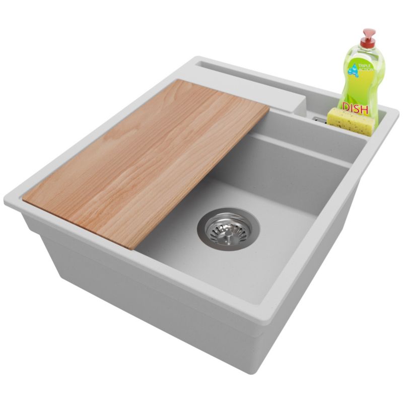 Zlewozmywak Oslo Pocket PRIMAGRAN Nablatowy 43x53cm do szafki od 45cm z Syfonem i Dodatkiem Szary 1 szt.