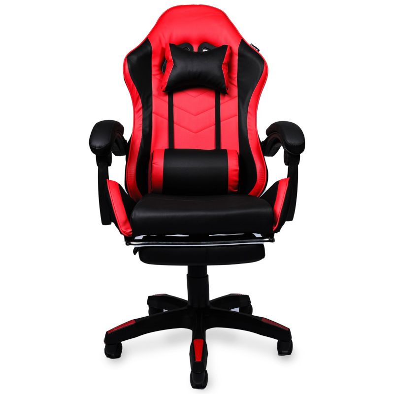 Fotel gamingowy Bauerkraft krzesło obrotowe z podnóżkiem ekoskóra czarno-czerwony 1szt