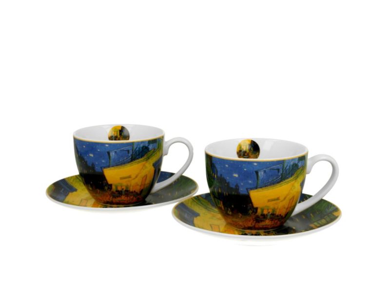 Zestaw filiżanek Terrace at Night DUO porcelanowe eleganckie ze spodkami 2 szt.