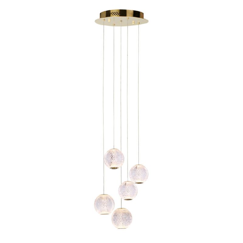 Lampa sufitowa wisząca Italux Rosario 6244 złoto-przezroczysty styl klasyczny wbudowany LED 21W 1 szt.