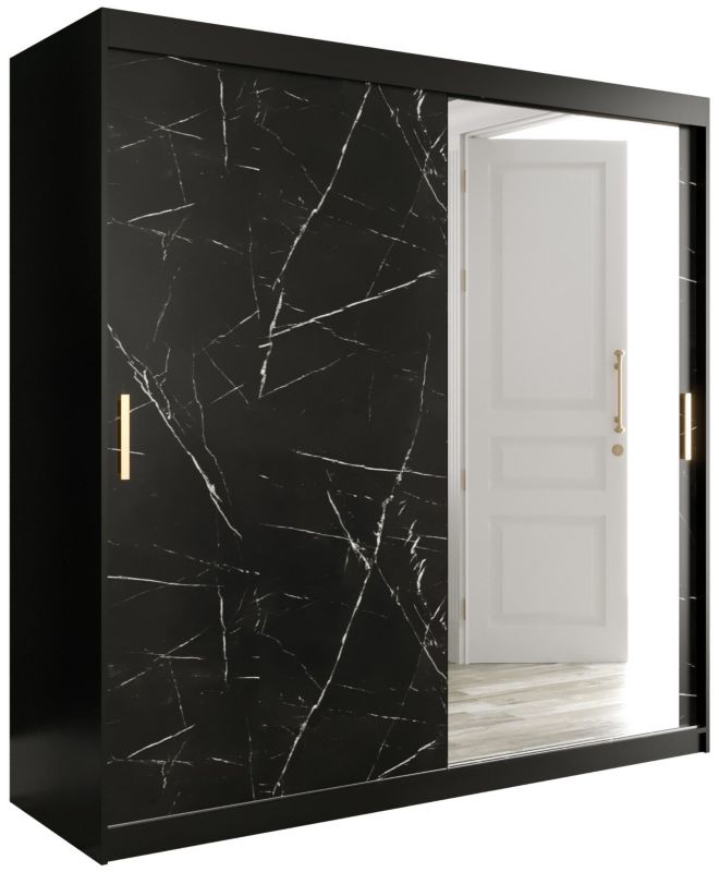 Szafa przesuwna Garderoba Abiks Marmur T2 200 czarny + czarny 1 szt.
