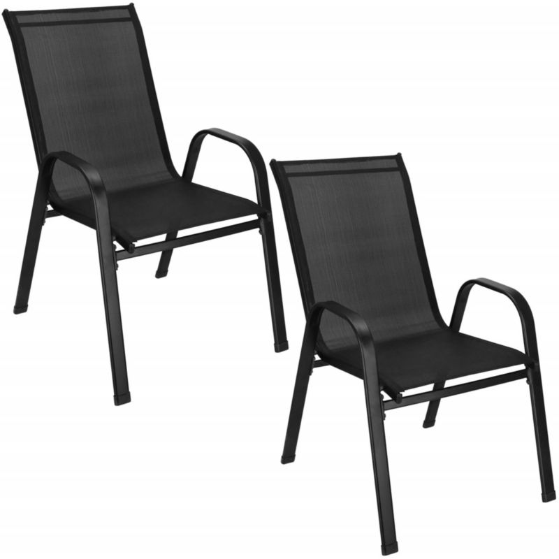 Krzesła tarasowe metalowe Springos do 120 kg czarne 2 szt.