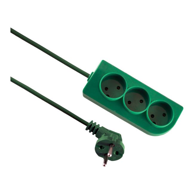 Przedłużacz mieszkaniowy Elgotech bez uziemienia 3 gniazda 3 m zielony