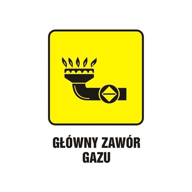 Znak Główny zawór gazu