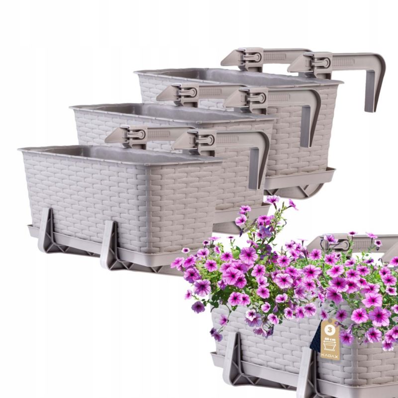 Skrzynka Balkonowa KADAX 3x 40cm Uchwyty Karmelowa 1szt.