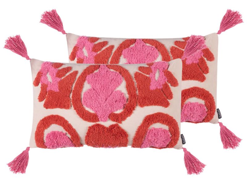 Zestaw 2 poduszek dekoracyjnych Fraksinus Bawełna 30 x 50 cm Różowy Wzór geometryczny 1 par.