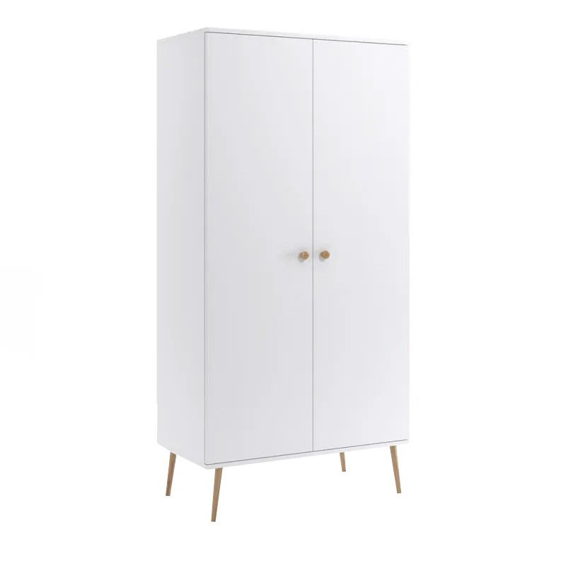 Szafa dwudrzwiowa Bettso Ikon ze sznurkowymi uchwytami i drążkiem w stylu skandynawskim biały 1szt.