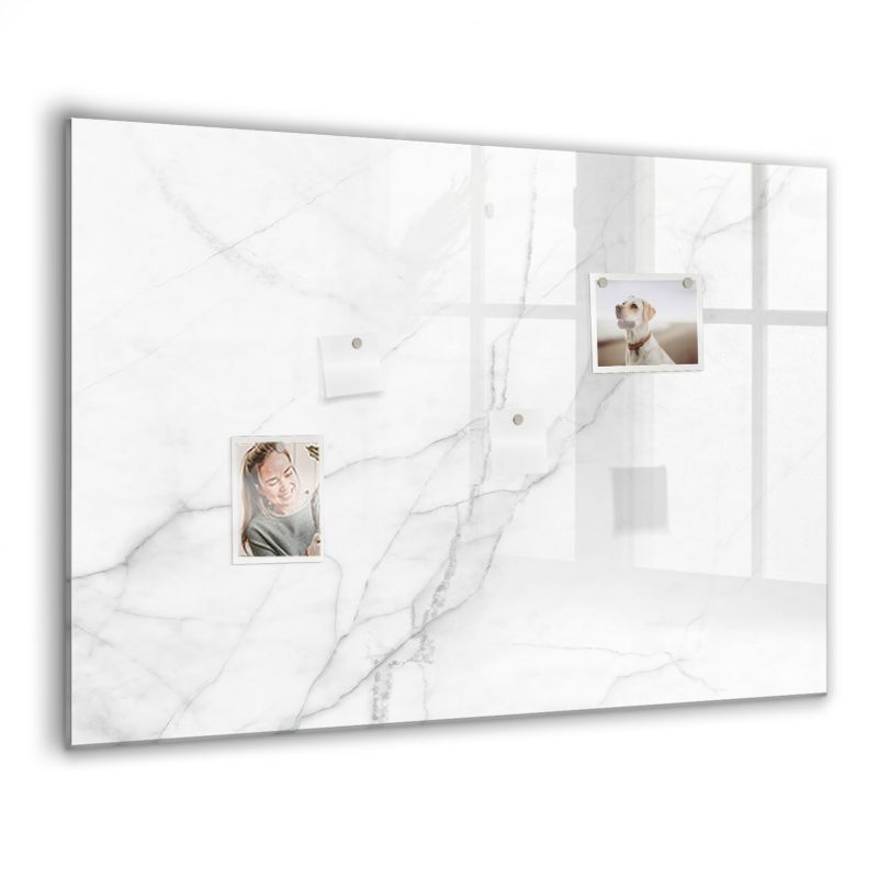 Szklana tablica magnetyczna z czarnym markerem Wallfluent 100x70 cm Dekoracyjny marmur 1 szt.