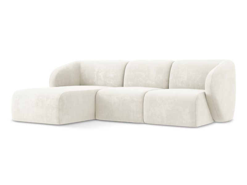 Narożnik lewostronny LaMiaSofa CERVO z tkaniny szenilowej 248x166 cm biały 1 szt.