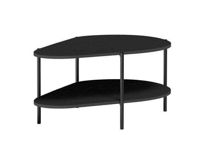 Ława MALUBA 90 cm czarna Stolik Owalny z Półką Styl Nowoczesny FURNIDEA 1 szt.